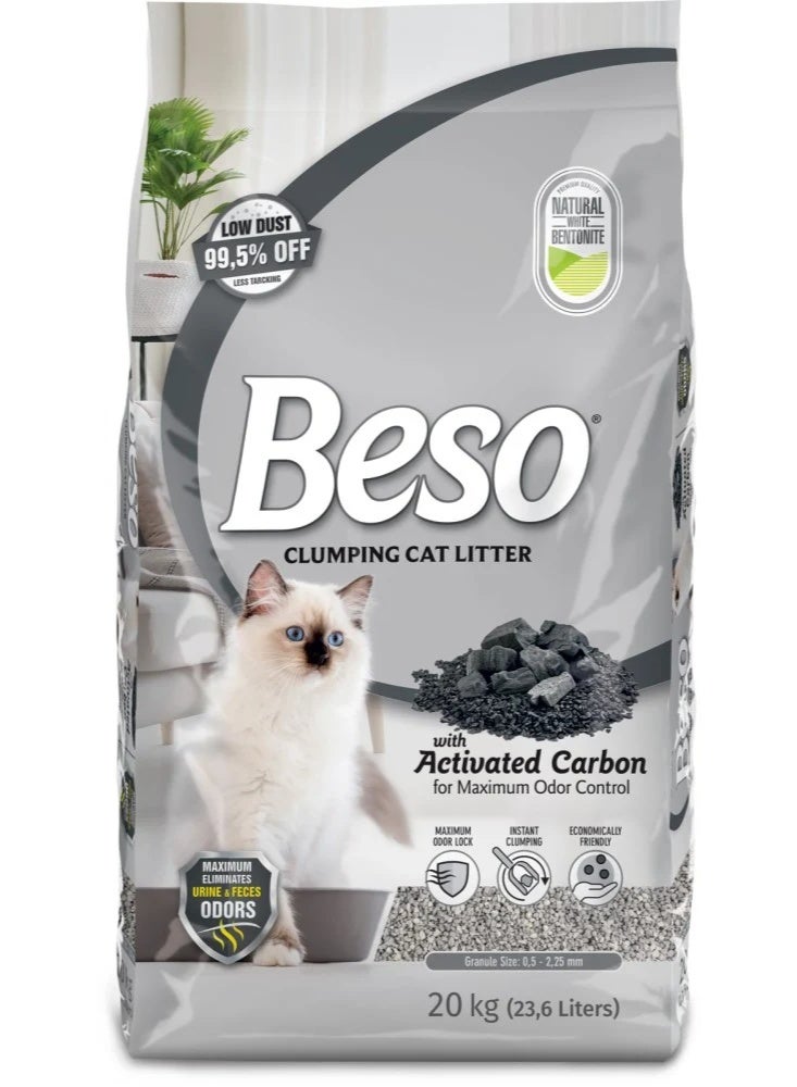 بيسو رمل قطط بيسو بالكربون الفعال (23.6 لتر- 20 كيلو) - Image 1